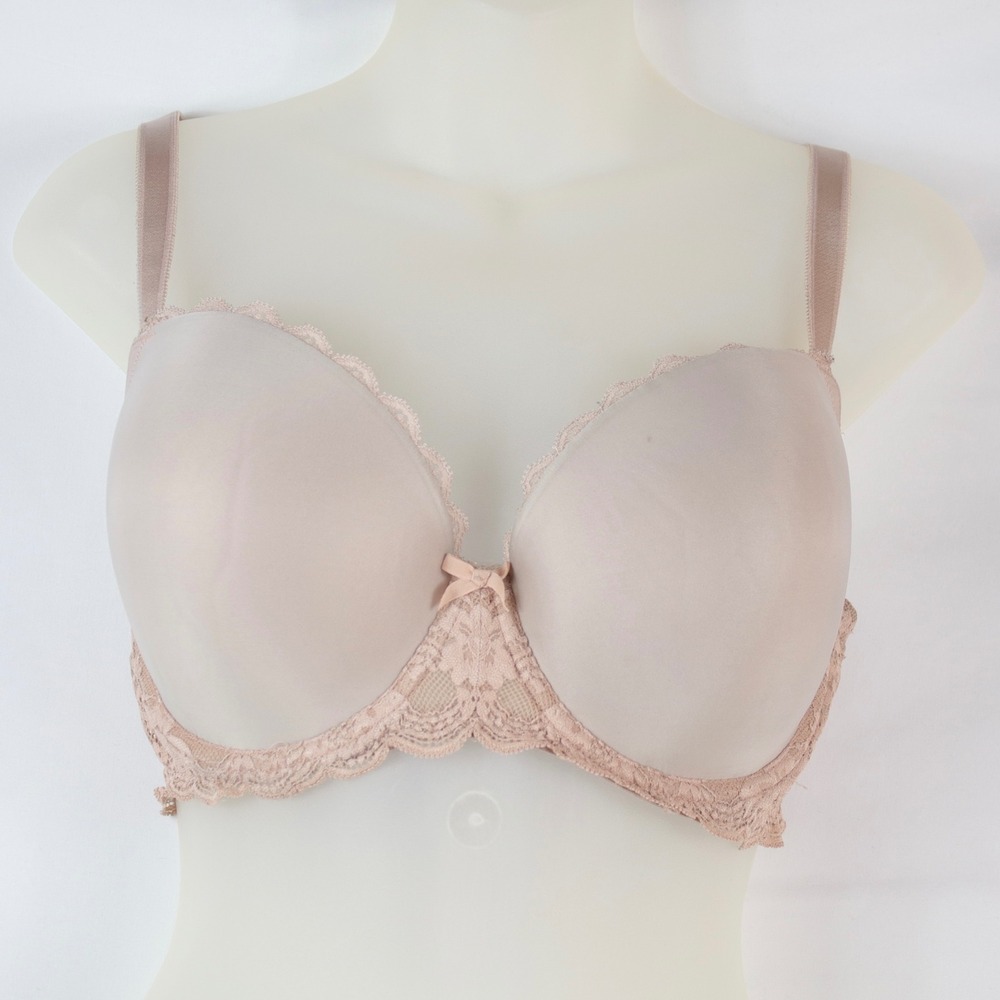 Victoria's Secret Nude Dream Angels Lined Demi Lace Back Bra Size 34DDD